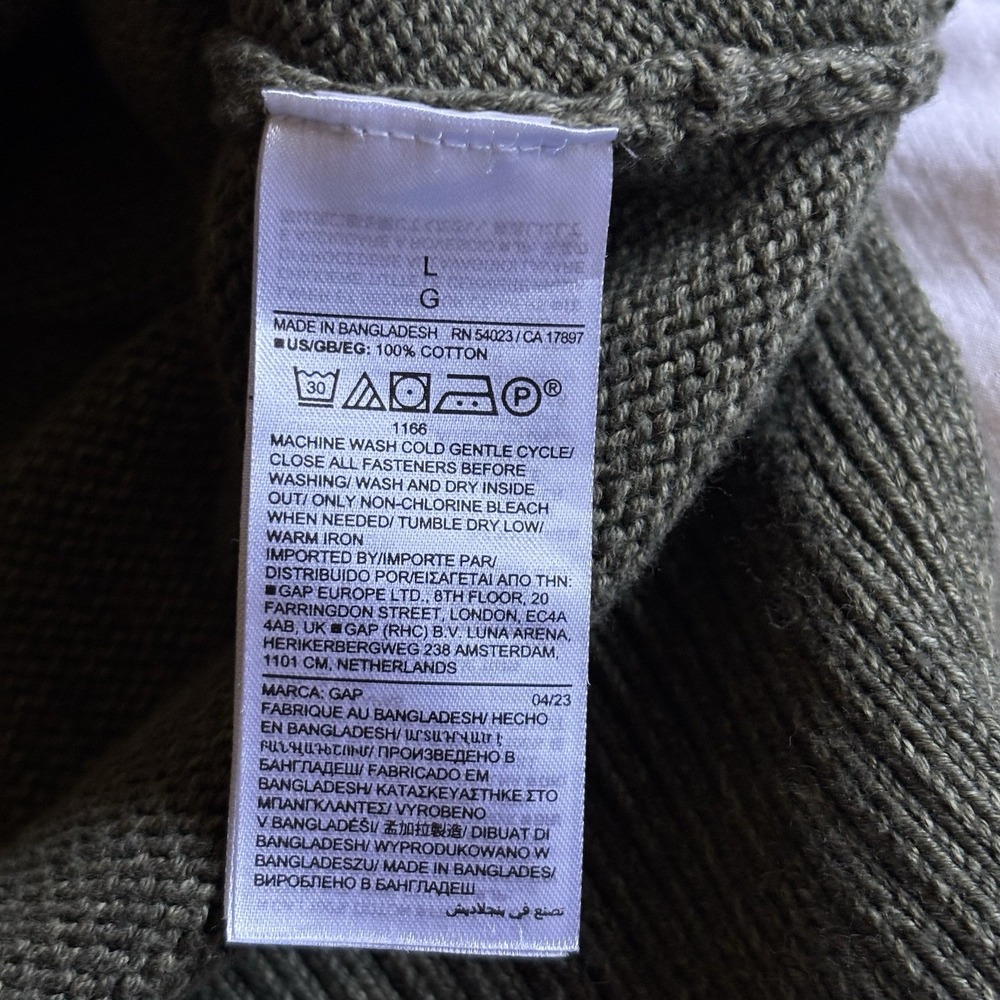 Gap 24/7 Split Hem Cardigan Olive "Deep Depth" Green Women's L Grandpacore EUC - Picture 9 of 13